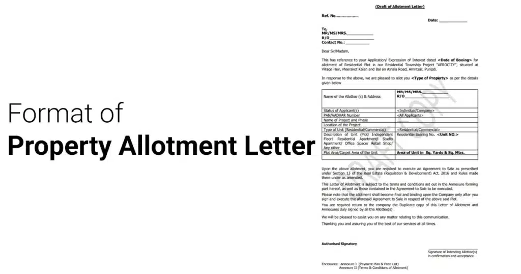 Format Of Allotment Letter